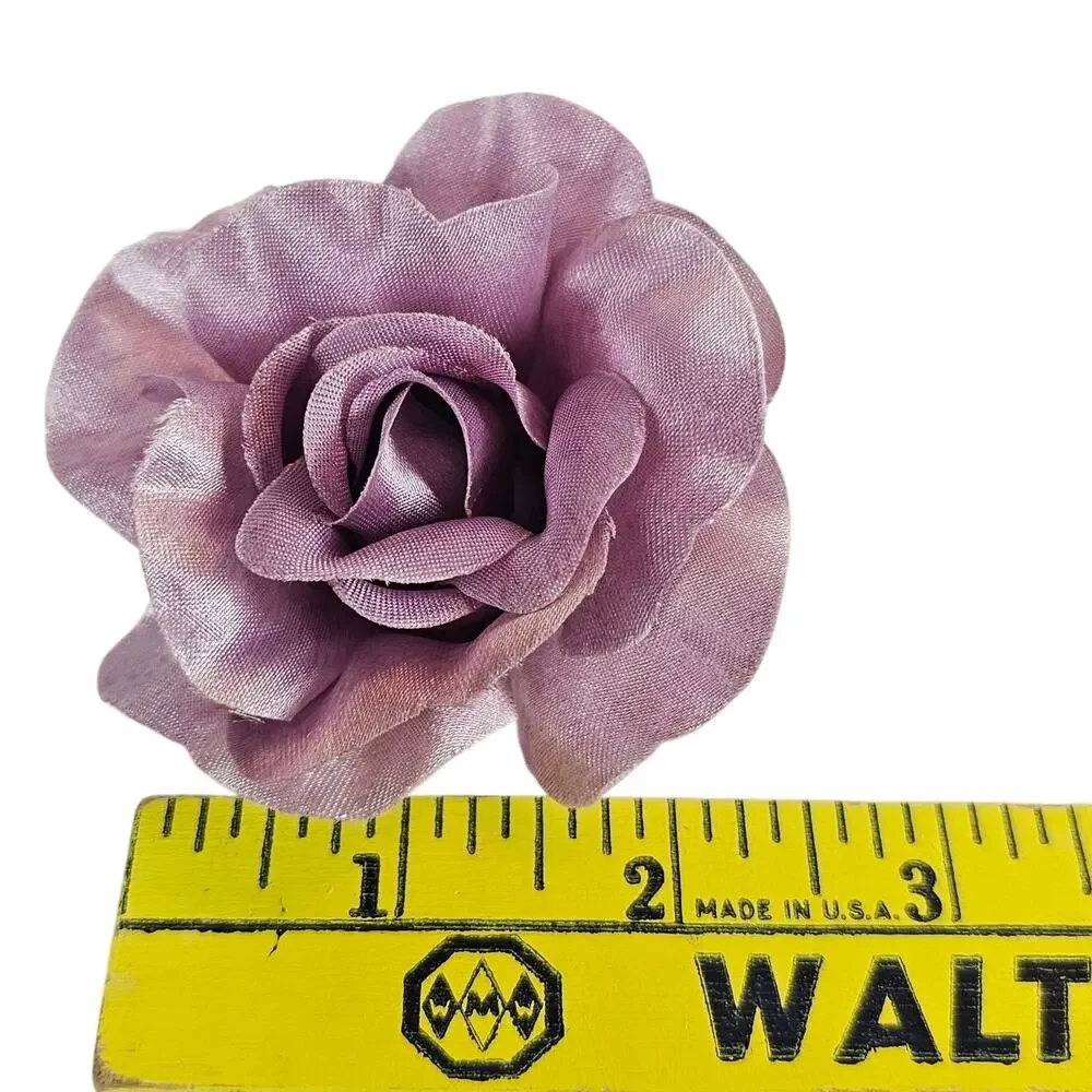 100 Plum Purple Satin Rose Heads Stemless Wedding Floral Craft DIY 2.5in